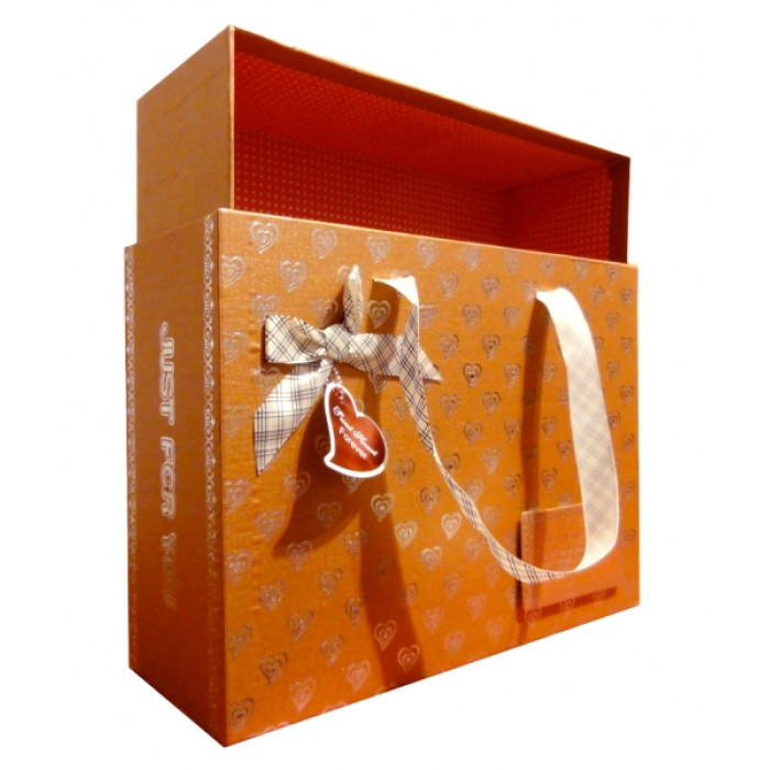 Set of 3 boxes with ribbon handles Brown