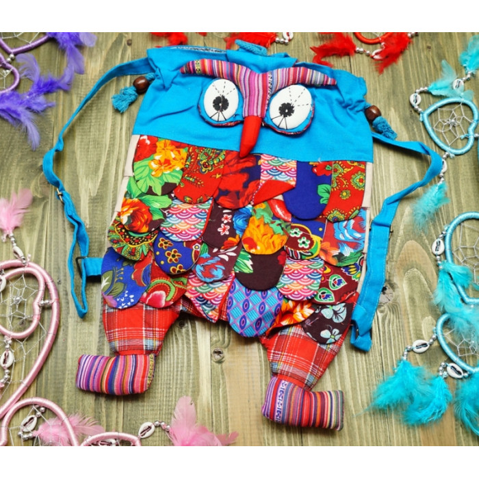 Backpack for children "Owl" cotton Blue