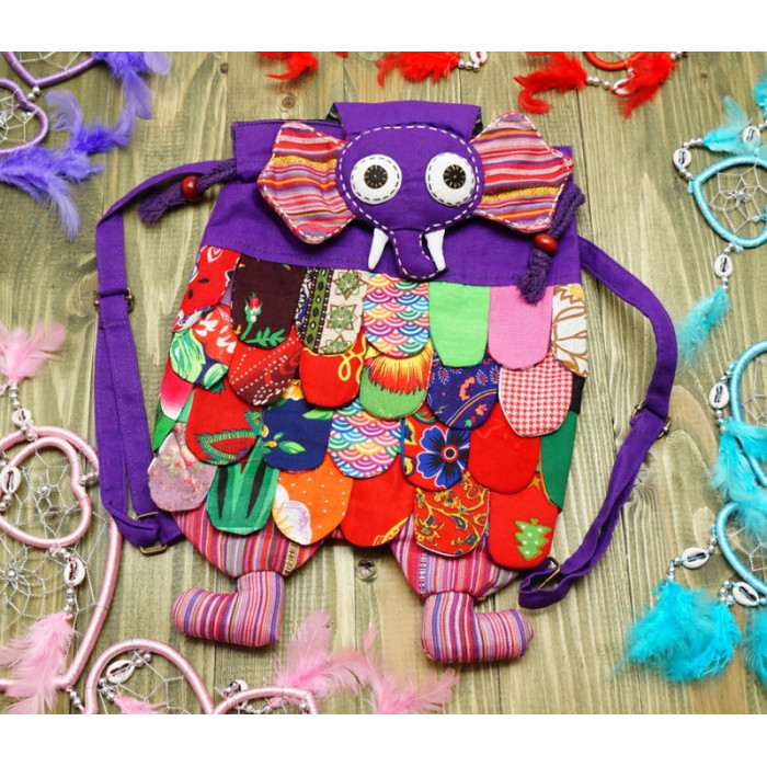 Backpack for children "Elephant" cotton Purple