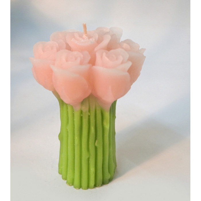Candle "Bouquet of Roses" pink