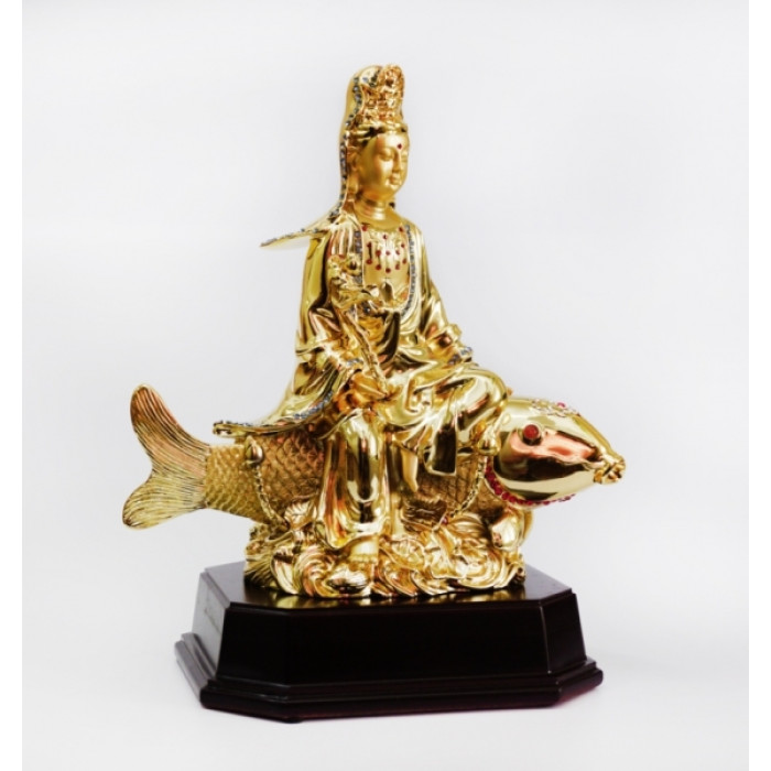 Guan Yin on fish wooden stand
