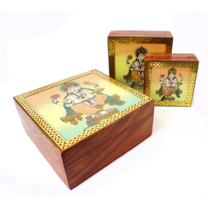 Box with pictures of semi-precious stones Ganesh