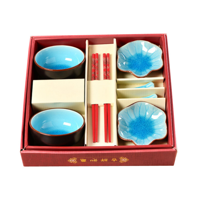 Set for sushi "Cracked Ice" 8 items Blue