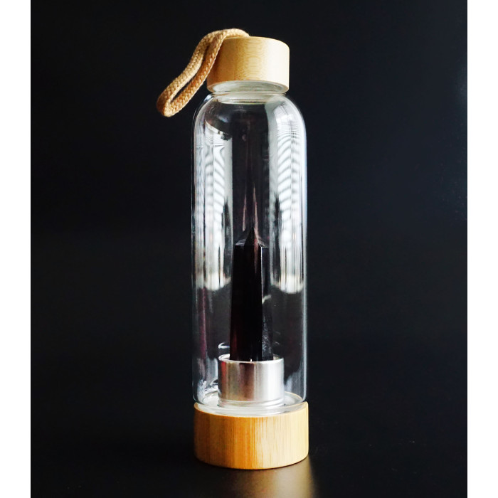 Water bottle with crystal 550ml. Obsidian