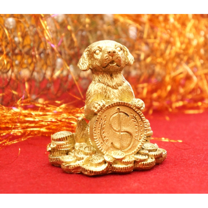 Dog with a symbol in bronze No. 1