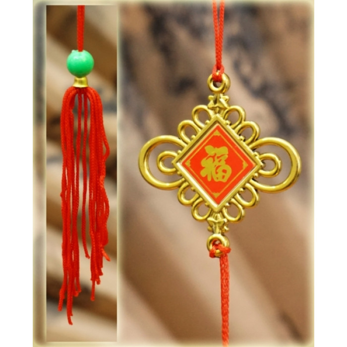Pendant Feng Shui plastic with tassel Happiness
