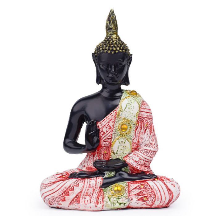 Buddha Amoghasiddhi polystone pink toga