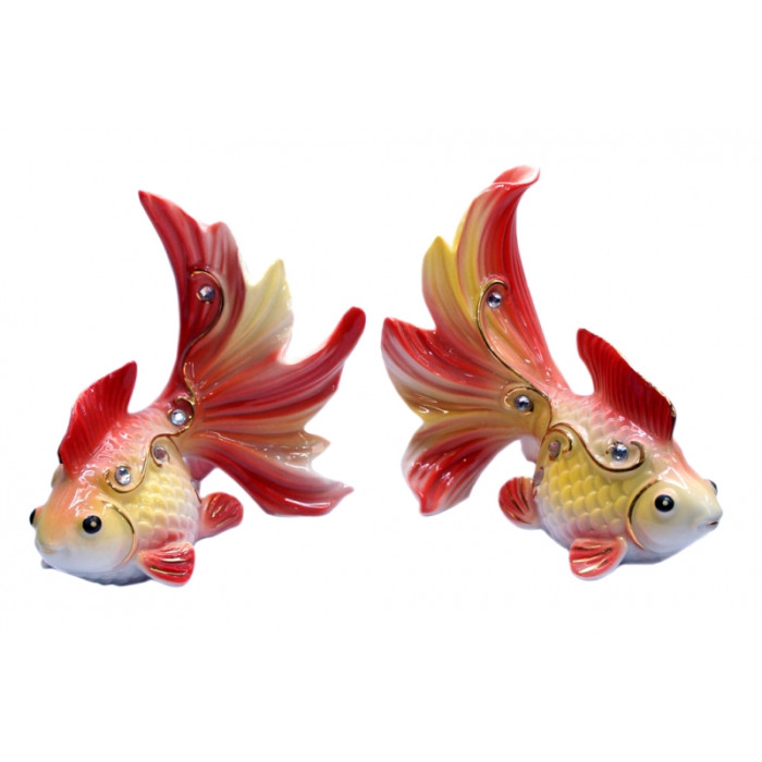 Goldfish a couple separately faience Red