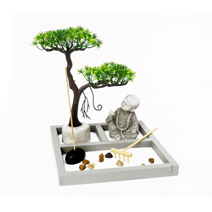 Zen set "Rock Garden" Monk under a tree