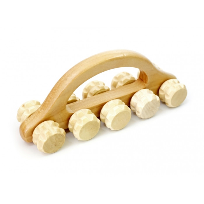 Wooden massager "10 wheels on the handle"