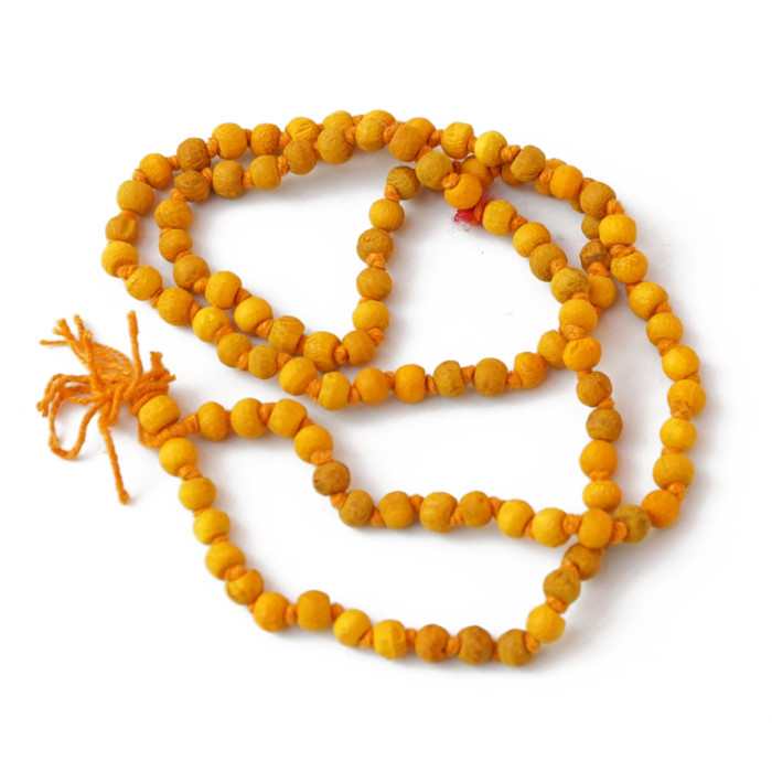 Turmeric root rosary tied 8mm.