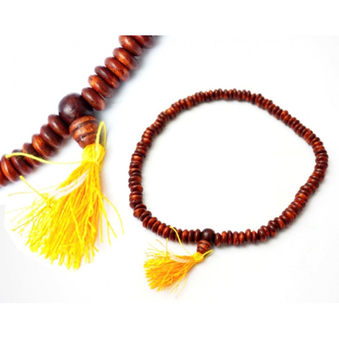 Rosary made of wood Kadamba flat beads 8mm.