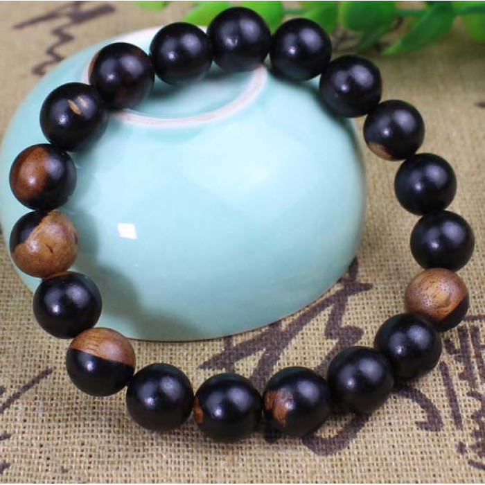Yin Yang Black Tree Rosary Bracelet