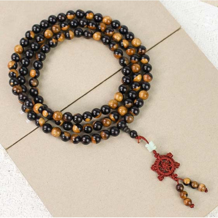 Black Wood Yin Yang Prayer Beads 10mm