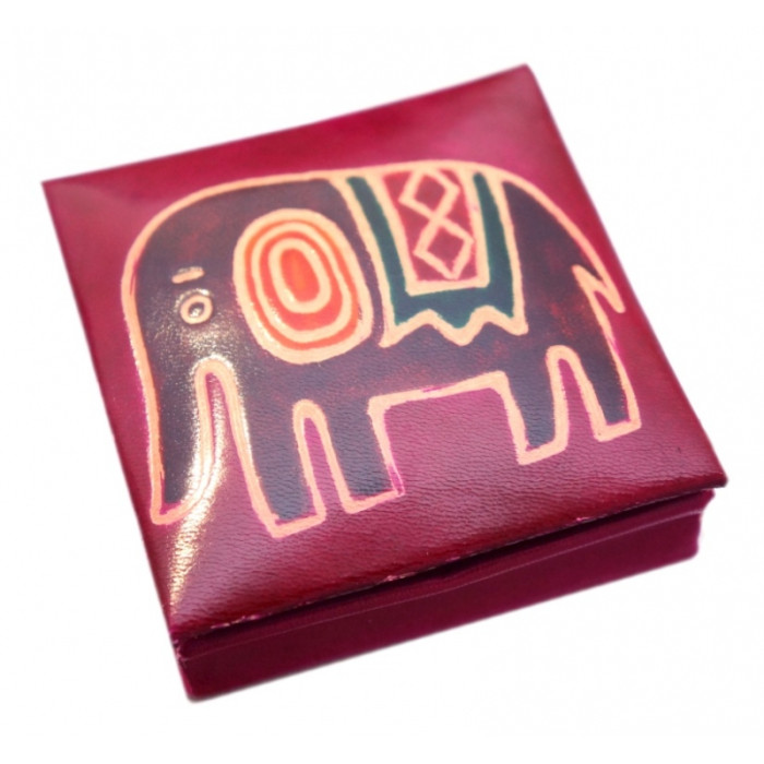 Leather wallet on the button "Elephant" Raspberry