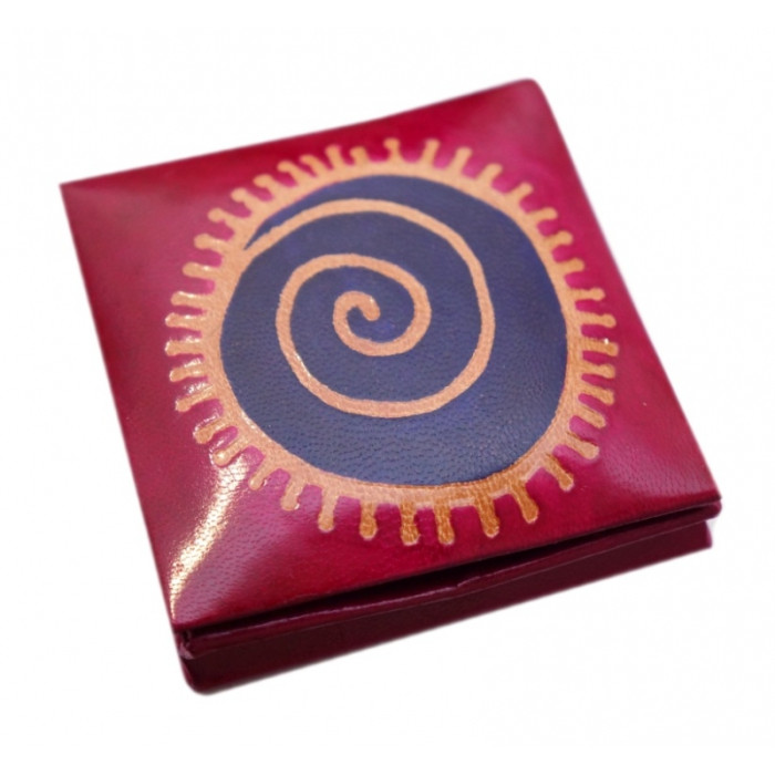 Leather wallet with button Sun Raspberry