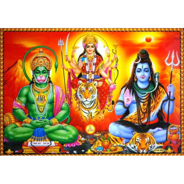 Poster "Indian gods" Hanuman Durga Shiva Jothi 6622