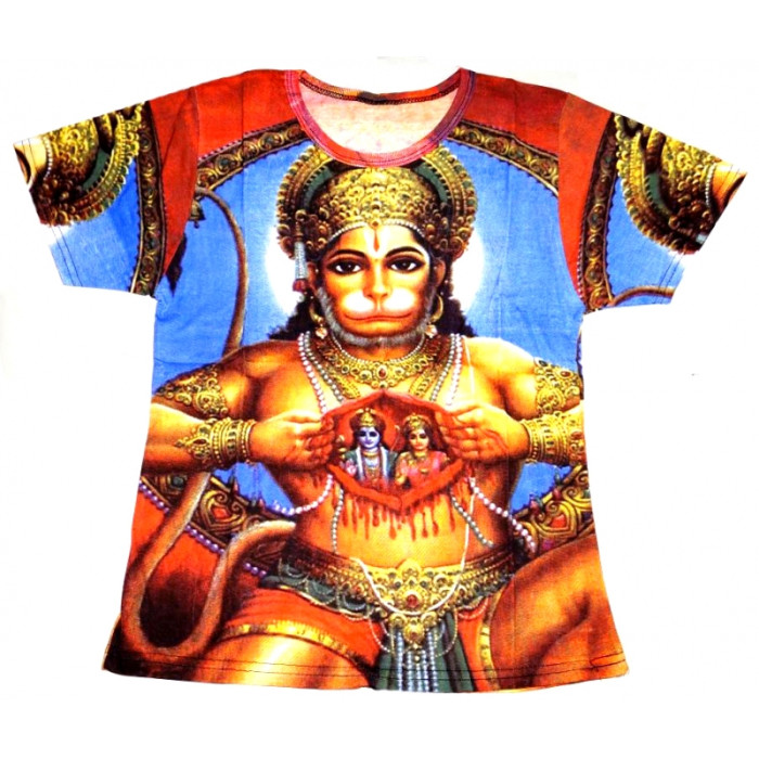 T-shirt female short sleeve Hanuman blue