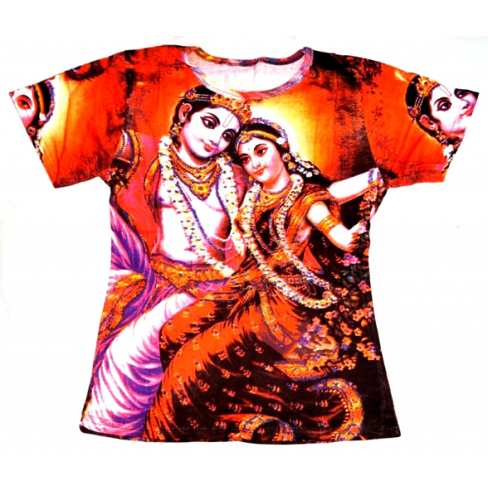 Women's T-shirt short sleeve colored Radha with Krishna