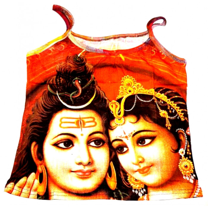 Women's T-shirt with shoulder straps colored Shiva with Parvati