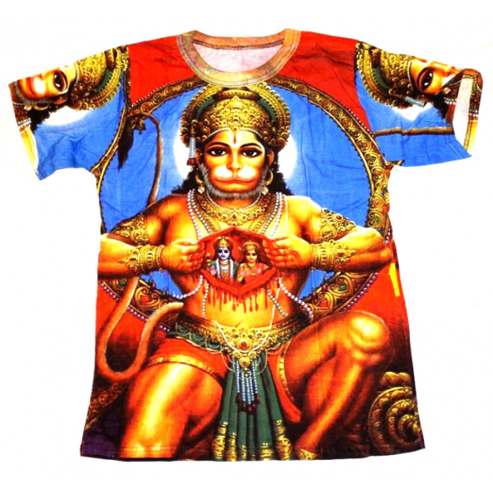 T-shirt for men short sleeve Hanuman blue