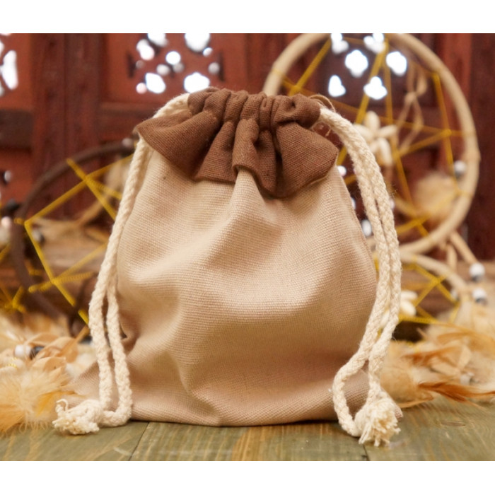 Cotton bag with lapel Beige