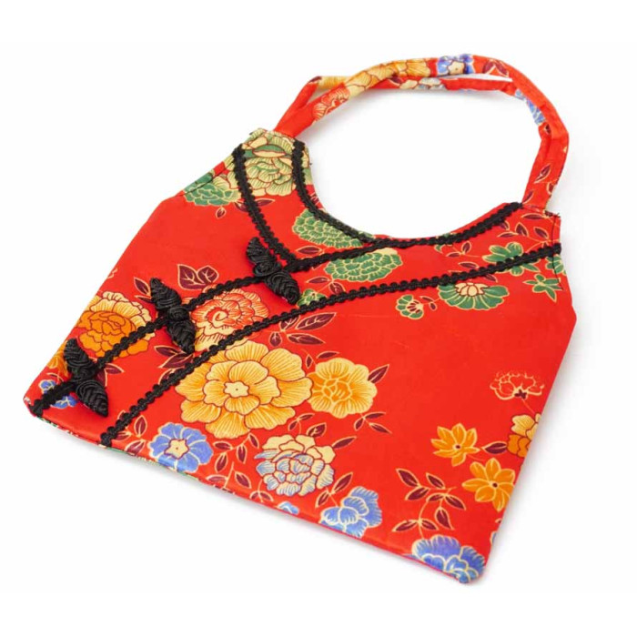 Silk bag with handles Kimono Red