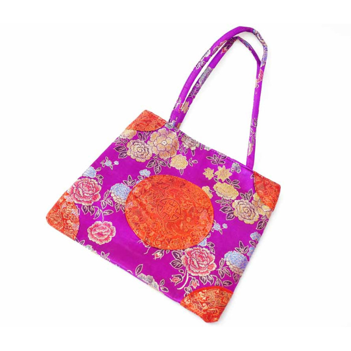 Silk bag with handles Square Purple