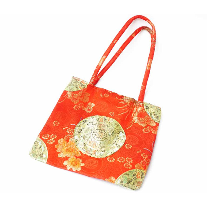 Silk bag with handles Square Red