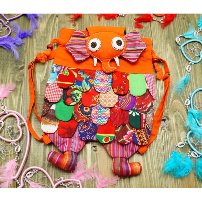 Backpack for children "Elephant" cotton Orange