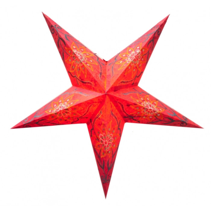 Lamp Star cardboard 5 beams RED FLOWER EMBD.