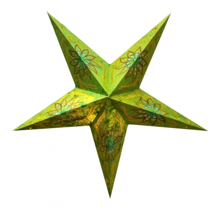 Lamp Star cardboard 5 beams GREEN FLOWER EMBD.