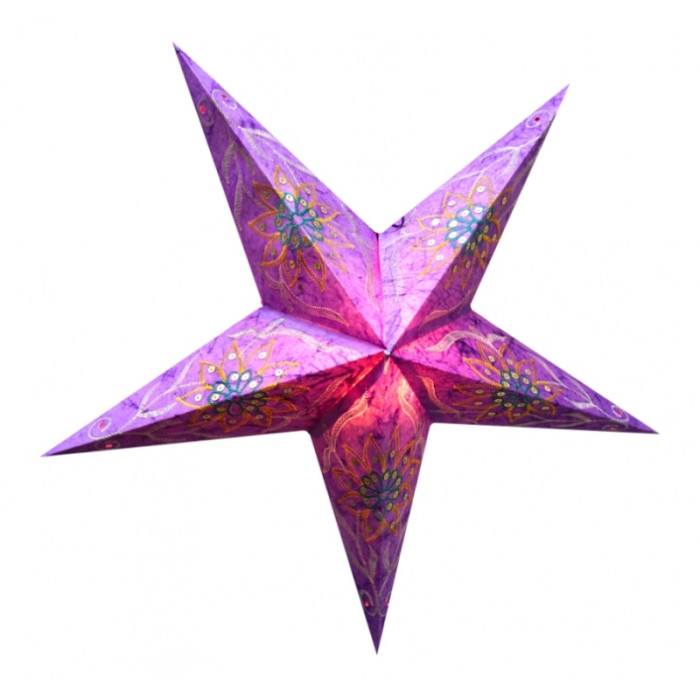 Lamp Star cardboard 5 beams PURPLE FLOWER EMBD.