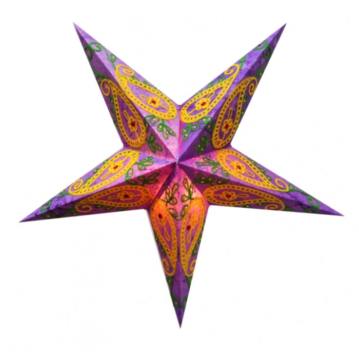 Lamp Star cardboard 5 beams PURPLE WOOL EMBD.