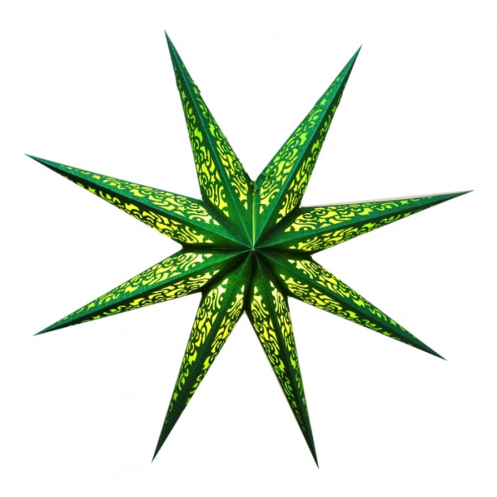 Lamp Star cardboard 8 beams LASER FULL GLITTER Green