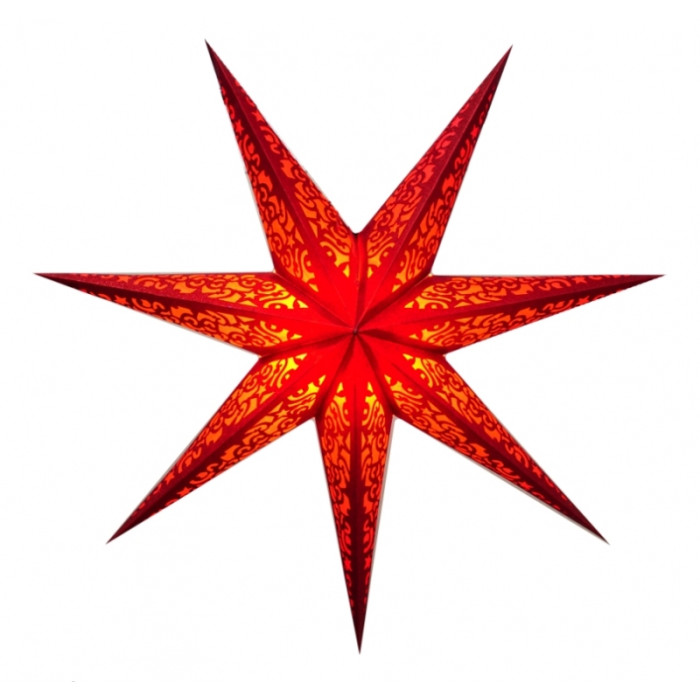 Lamp Star cardboard 7 beams LASER FULL GLITTER Red