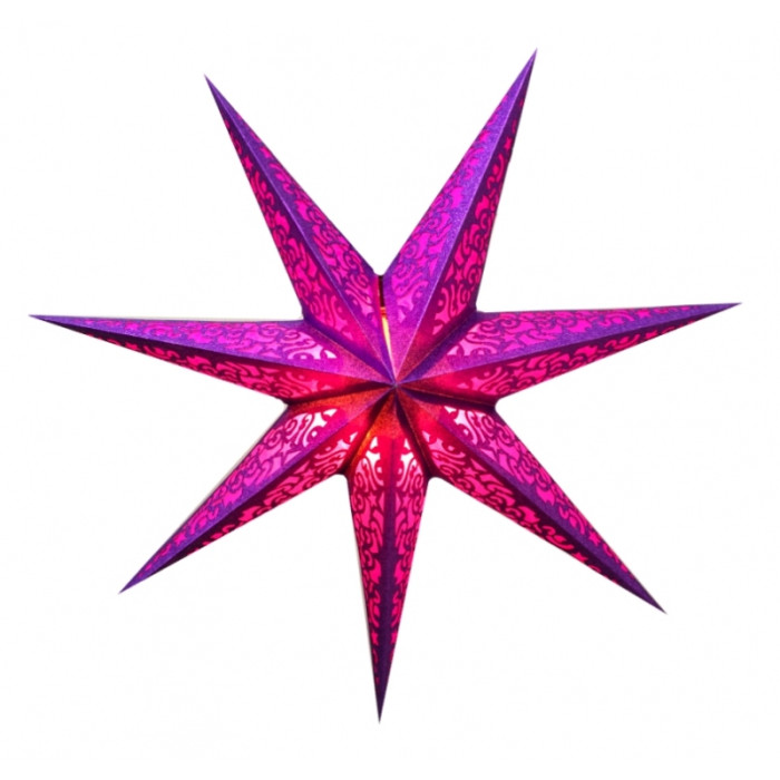 Lamp Star cardboard 7 beams LASER FULL GLITTER Violet