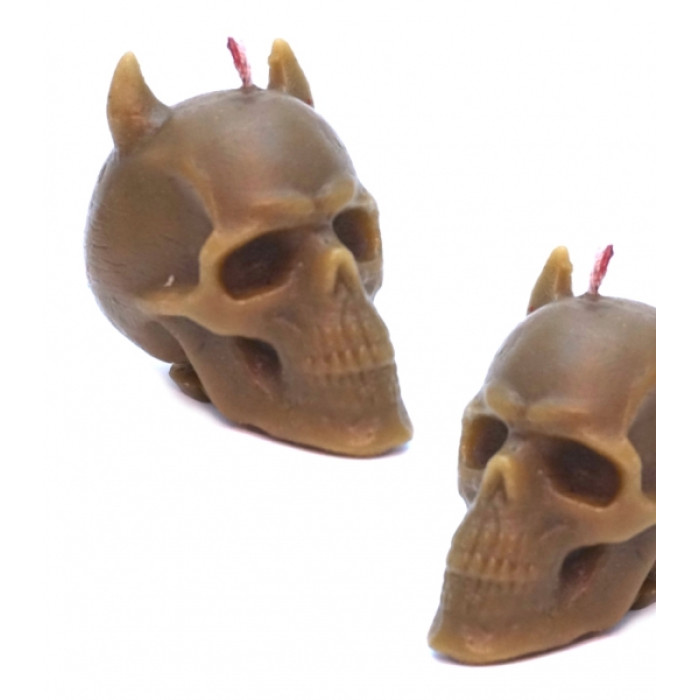 Candle Skull with horns natural color