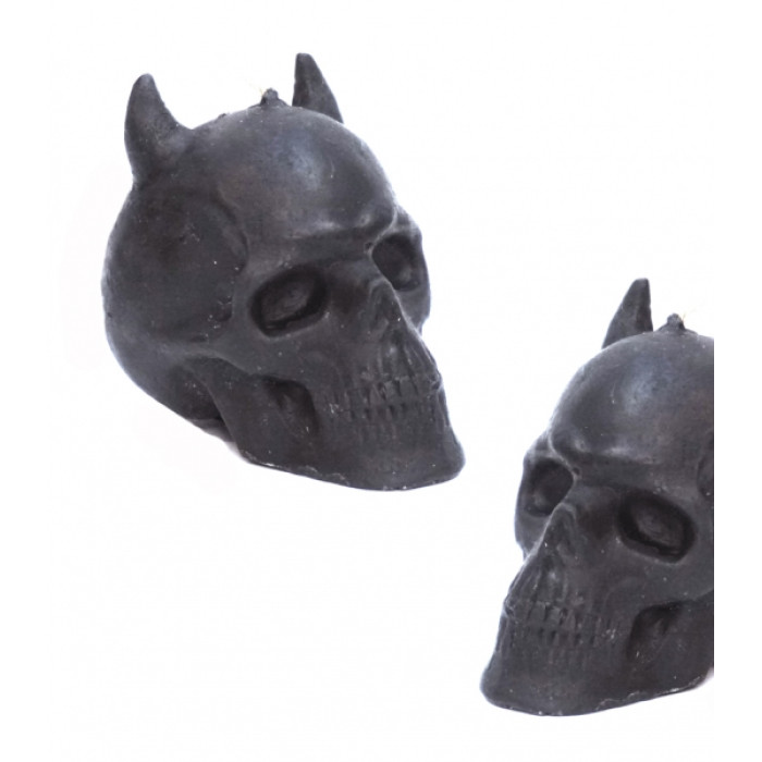 Candle Skull with horns black