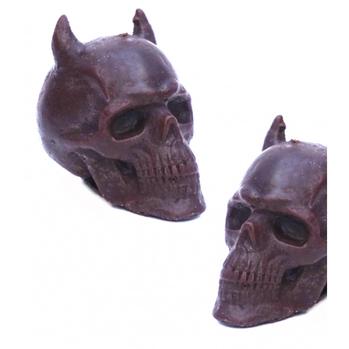 Candle Skull with horns brown