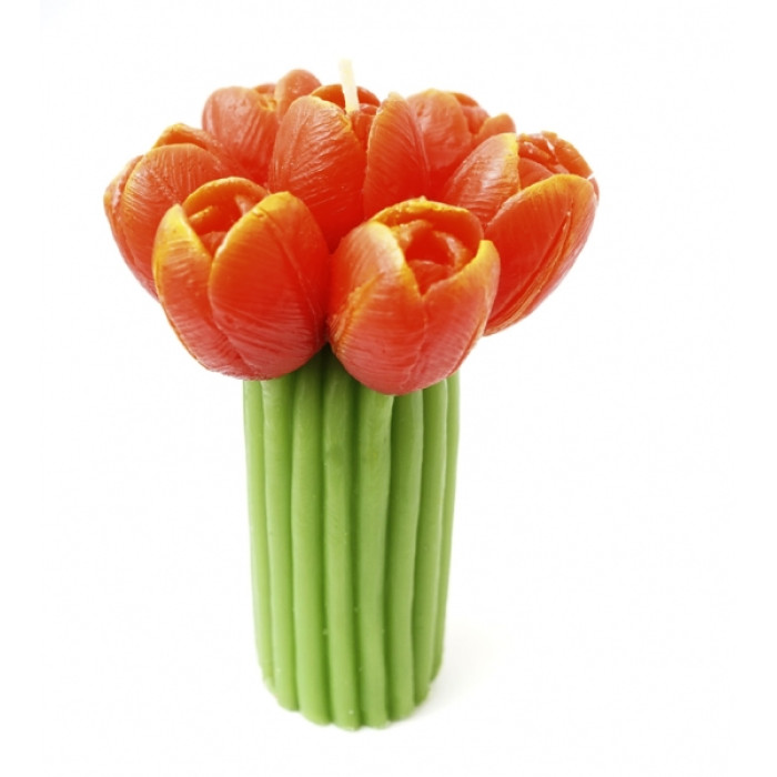 Candle "Bouquet Tulips" red