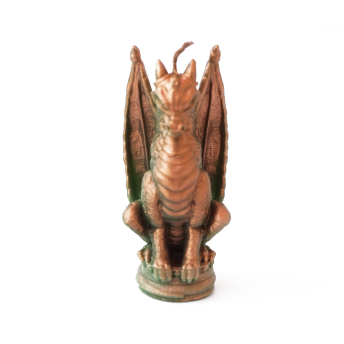 Candle Dragon with wings green - copper