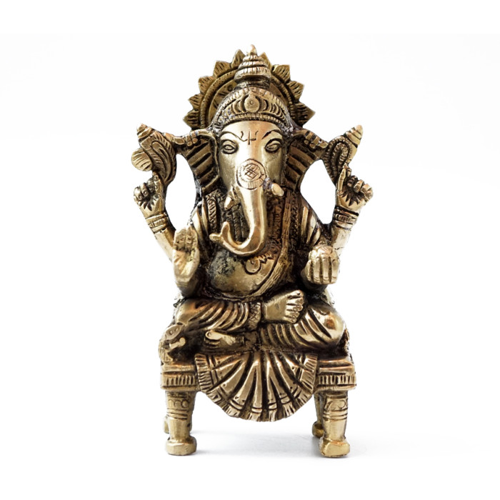 Bronze statue of Ganesh on the throne