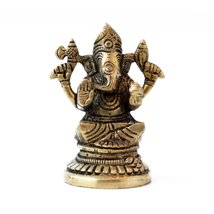 Bronze statue of Ganesh on a lotus