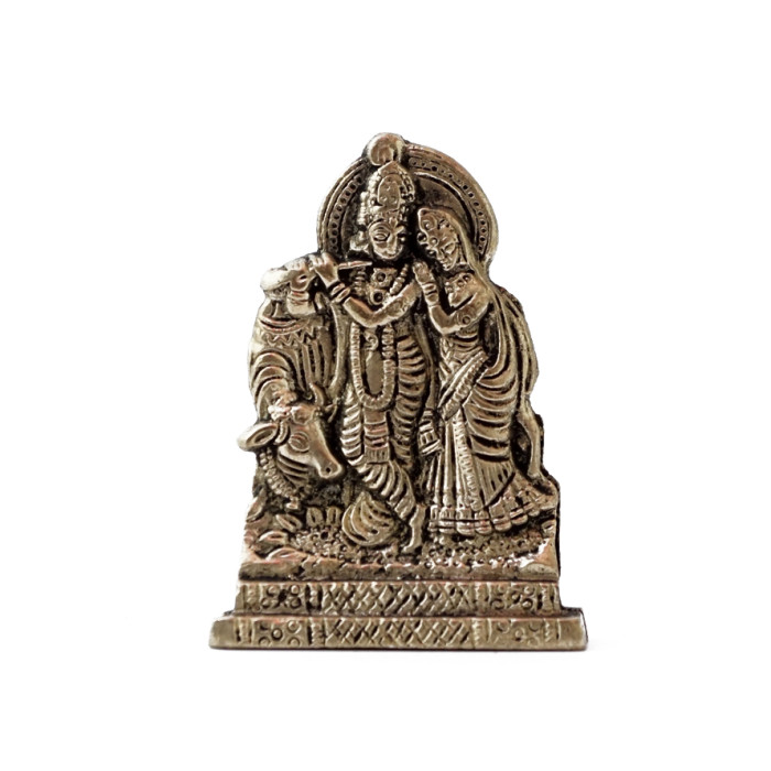 Bronze statue Radha Krishna with Nandi