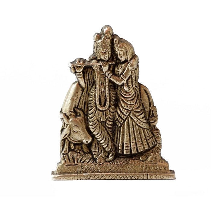 Bronze statue Radha Krishna with Nandi