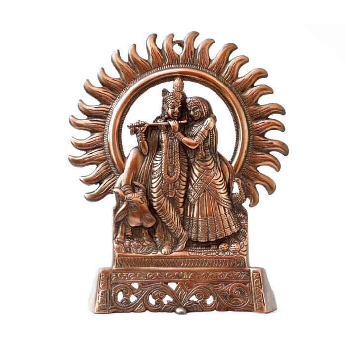 Aluminum flat statue Radha Krishna