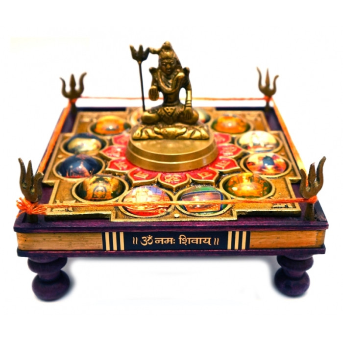 Yantra table 3D Sampurna Jotiling bronze + wood