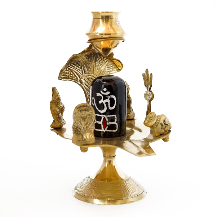 Shiva Lingam Shiv Parivar brass + stone Big