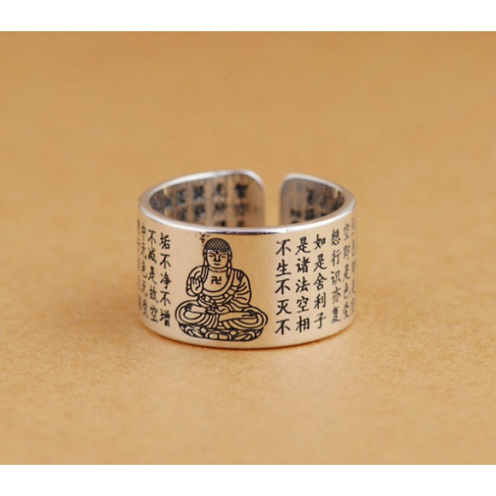 Amoghasiddhi ring white metal dimensionless